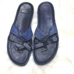 Stuart Weitzman Sandal 10.5M Navy Braided Toe Loop Slide Slip On